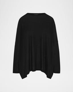 Ultrafine Cashmere Wide Round-Neck Sweater (Mid Plus Length)