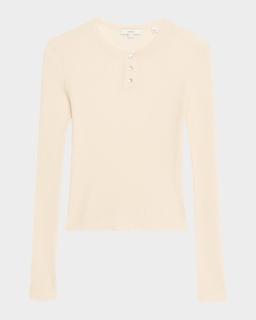 Ribbed Long-Sleeve Henley