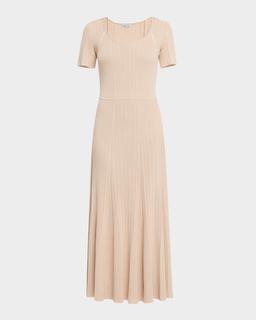 Fit & Flare Ribbed Knit Maxi Dress