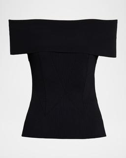 Off-The-Shoulder Short-Sleeve Rib Top