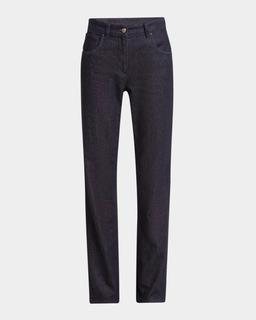Cotton-Cashmere Denim Straight-Leg Trousers