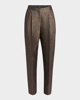 Geo Silk Jacquard Tapered-Leg Trousers
