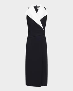 Sleeveless Pleated Two-Tone Midi Dress