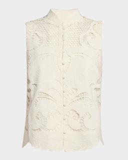 Bora Bora Scalloped Embroidered Cotton Top