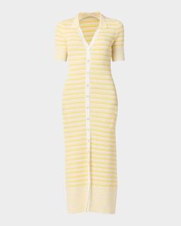 Sawyer Striped Rib-Knit Midi Dress