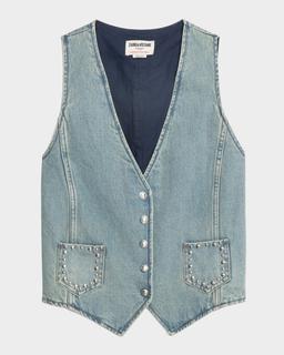 Gillier Studded Denim Vest