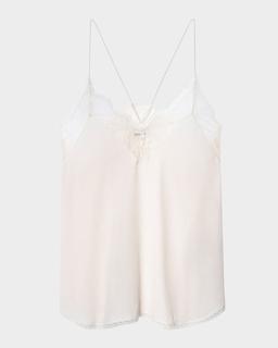 Christy Lace-Trim Crepe de Chine Cami