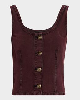 Poppy Button-Front Denim Tank Top
