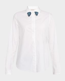Pure Power Bead-Embellished Poplin Blouse
