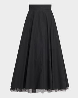 Light Touch Ruffle-Hem Cotton Midi Skirt