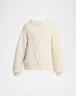 Romane Irish Funnel-Neck Alpaca Sweater