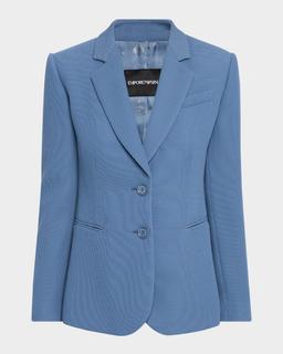 Single-Breasted Pique Blazer