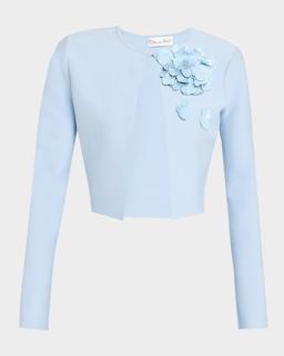 Sequin Flower Crop Fitted Jacket