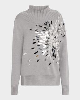 Shattered Glass Embroidered Mockneck Sweater