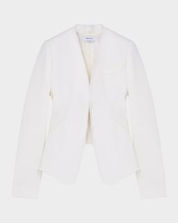 Wool Canvas Single-Breasted Blazer