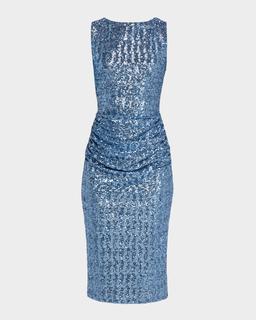 Sleeveless Sequin Midi Sheath Dress