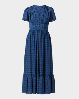 Ferrera Striped Flounce Empire Midi Dress