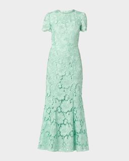 Brie Floral Lace Trumpet Maxi Dress
