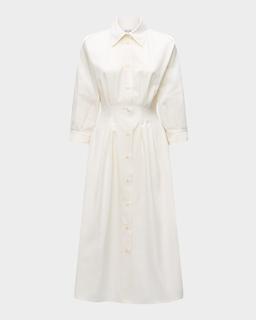 Anais Pleated Cotton Midi Shirtdress