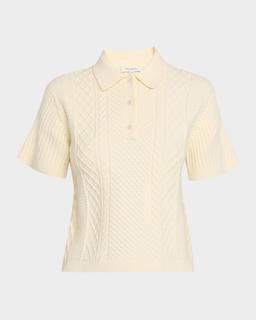 Fisherman Short-Sleeve Crop Polo Sweater