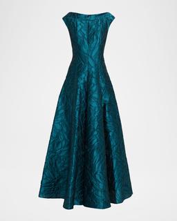 Textured Jacquard Backless Gown
