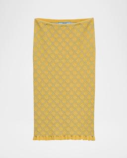 Diamond Pattern Smocked Knit Skirt