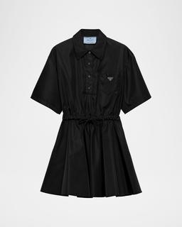 Re-Nylon Drawstring Fit-Flare Mini Dress