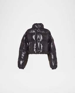 Crop Drawstring Nylon Down Jacket