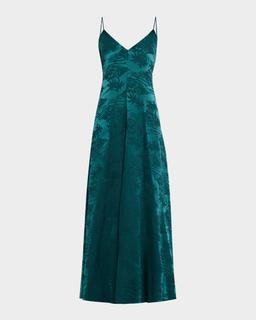 Levine Sleeveless Jacquard Satin Maxi Dress