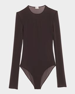 Sheer Knit Long-Sleeve Bodysuit