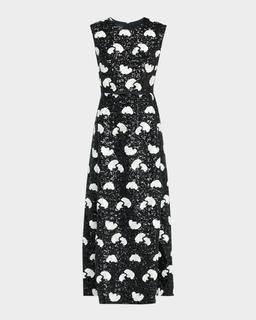 Embroidered Sequin Sleeveless Ankle Dress