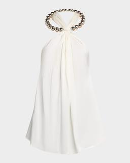 Sphere Embellished Halter Top