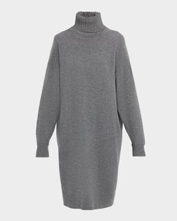 Turtleneck Cashmere Midi Sweater Dress