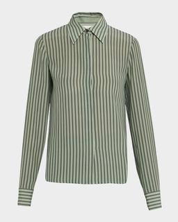 Hansen Striped Silk Pajama Shirt