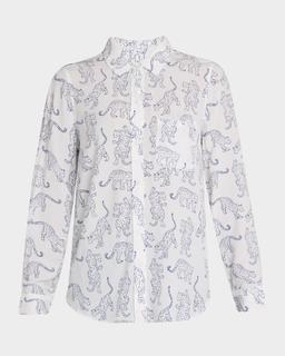 Kathryn Jaguar Button-Front Blouse