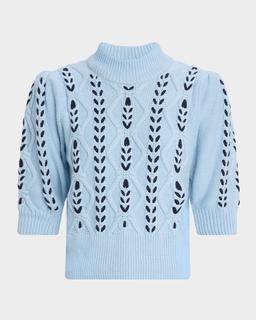 Addy Laced Cable-Knit Mock Sweater