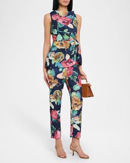 Demi Printed Crepe Straight-Leg Ankle Pants