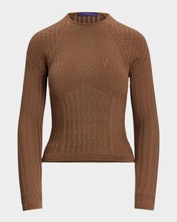 Lace Knit Raglan Crewneck Sweater