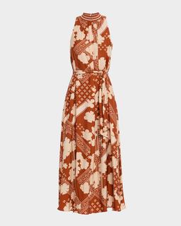 Alana High-Neck Belted Maxi Dress