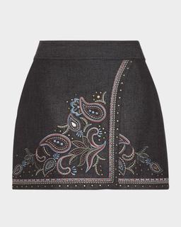 Lauren Embroidered Denim Mini Skirt