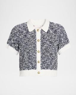 Adalee Short-Sleeve Crop Cardigan