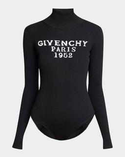 High-Neck Logo-Print Bodysuit