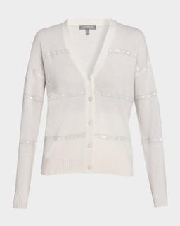 Cashmere Sequin Striped Cardigan
