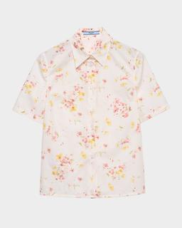 Short-Sleeved Floral Poplin Shirt