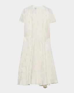 Floral Jacquard Asymmetric Dress