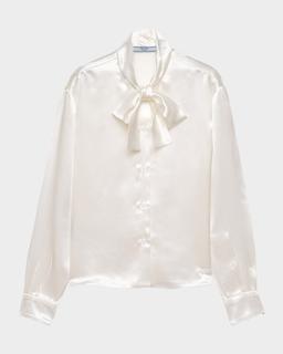 Satin Scarf Collar Shirt