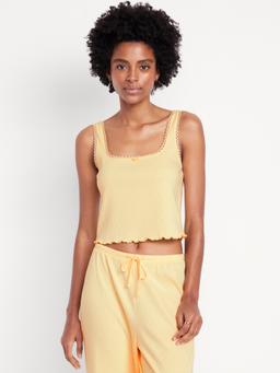 Pointelle Cropped Pajama Tank Top
