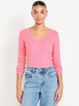 Long-Sleeve Cozy V-Neck Top