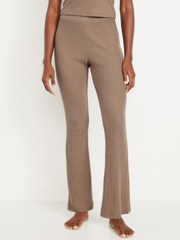 High-Waisted Cozy Waffle Flare Pants
