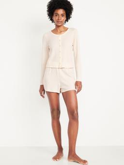 High-Waisted Cozy Waffle Pajama Shorts